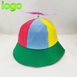 New Custom Logo Parent Child Cotton Helicopter Propeller Bucket Cap Outdoor Unisex Color Matching Sun Protection Fisherman Hat