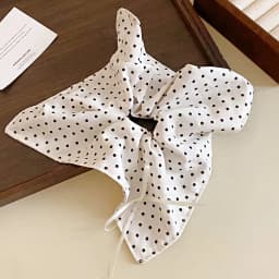 1/3 Pcs Black White Polka Dot Satin Scrunchies for Women Large Round Ruffles Hair Band Gentle Elegant Hair Ties Head Accessories