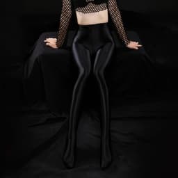 M L XL Plus Size Back Seam Leg Slim Pantyhose Satin Glossy Pencil Pants Women Fitness Yoga Leggings Oil Shiny Party Club Tights
