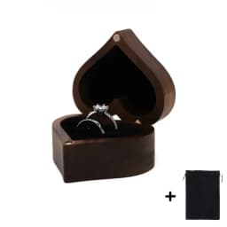 Free Customize Wedding Ring Box With Bag Heart Shape Personalized Custom Wood Ring Box Engagement Ring Boxs Christmas Gifts