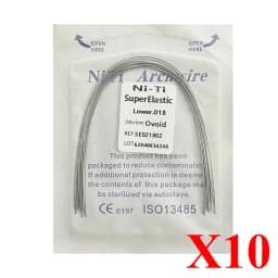 10pack AG Dental Arch Wires Orthodontic Super Elastic NITI Round Rectangle Archwire Lower/Upper 012/014/016/018/020/16x16/16x22