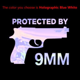 Protected By The Gun 9MM Bumper Vinyl Car Sticker Gun Ammo Decor