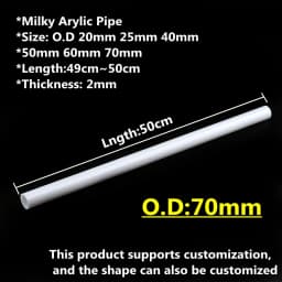 (50cm/lot) OD 16 20 25 32 40 50 60 70mm Milk White Acrylic Tube PMMA pipe for Home Garden lampshade, Aquarium accessories DIY