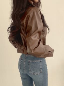 Premium Short PU Leather Jacket Women's Korean Style Loose Fit Collar Slimming Autumn Winter Coat Long Sleeve Regular Le...