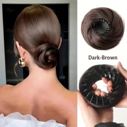 Synthetic Mini Claw Clip in Messy Hair Bun Donut Updo Hairpieces for Women Girls Curly Chignon Bird's Nest Shaped Retractable