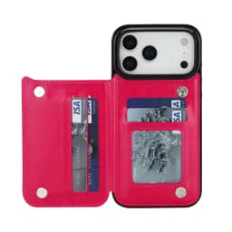 For iPhone 18 Pro/17 Pro Max/17eAir Wallet Case With Card Holder,PU Faux Leather Kickstand Card Slots Case,Double Magnetic Clasp