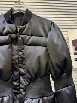 Elegant Dark Splice Women's Cotton Jacket Slimming Waist Design Warm Outerwear Long Sleeve Zipper Closure Stand Collar Coat