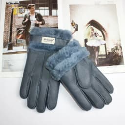 New men's sheepskin fur gloves thickened wool lining warm and cold resistant winter gloves leather