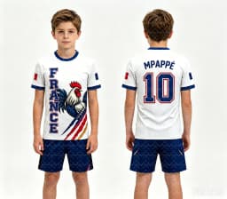 2026 Hotsale NO.10 Mbappé Football Jersey Tee & Shorts Set, Single Top Available, France Flag Fans 2‑Piece Summer Set for Kids