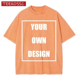 Custom Your Logo Print Summer Cool Snow Wash T-Shirt Cotton Casual Loose Short Sleeve Fashion Retro Tee Soft Couple Streetwear