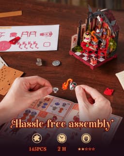 Rolife Wooden 3D Puzzle Toys - Rosa Salon DIY Miniature Dollhouse Model Building Kit with LED Light for Home Decor Holiday Gift for Adults Teens