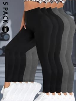 5 Pack Women's Super Soft Leggings, High Stretchy No See Through Pants, for Casual Attire, All-Season