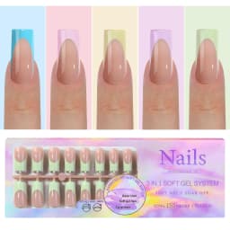 150pcs Multi-size False Nail Press On Acrylic Nails Almond French Wearing Armor Removable Convenient 6 Colors Fake Nail