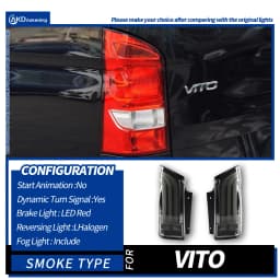 AKD Tail Lamp for Benz Vito W447 LED Tail Light 2016-2021 Vito Rear Fog Brake Turn Signal Automotive Accessories
