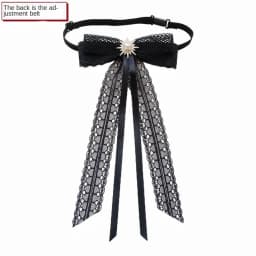 Elegant Lace Ribbon Bowtie Black College Style Collar Rhinestones Jewelry Student Shirt Korean Fabric Bow Brooches