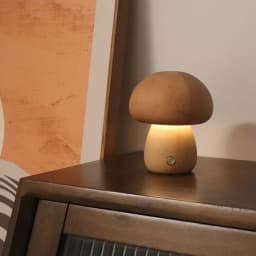 Mushroom LED Night Light Dimmable Wooden Bedroom Bedside Table Lamp with Touch Switch Room Decoration Lighting Chargeable