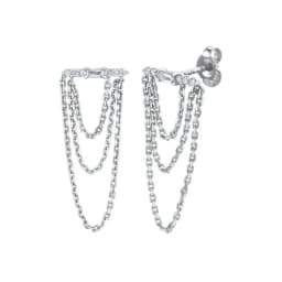925 Sterling Silver Ear Needle Crystal Zircon Tassel Pendant Hoop Earrings Retro Small Fragrance Style High Jewelry Women Gifts