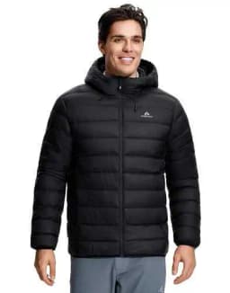 Pioneer Camp Men's Down Puffer Jacket with Hood Lightweight Packable Warm Insulated Thermal Puffy Winter Coat Ski Travel