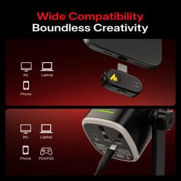 MAONO PD100W Wireless USB Dynamic Microphone Cardioid Microphone with One-Touch Mute Noise Reduction Custom RGB Light Real-Time Monitoring Microphone for PC Gaming Live Streaming Creator Podcast