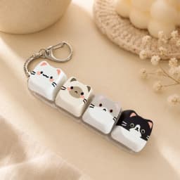 Cute Cat Relax Button Keycap, Kawaii Cat 4-Key Keyboard Fidget Toy for Friends Gift, Portable Fidget Keychain Fashion Bag Charm