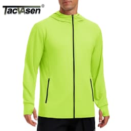 TACVASEN Men's Full Zip UPF 50+ Sun Protection Jacket, Lightweight Hooded Fishing Shirt with 4 Pockets & Thumbholes, Breathable