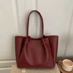 Large Capacity Tote Bag Women's New Retro Versatile College Student Texture Class Travel Commuting PU Bag