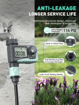 RAINPOINT Sprinkler Timer, Programmable Water Timer for Garden Hose, Outdoor Soaker Hose Timed with Rain Delay/Manual/Automatic Watering System, Digital Irrigation for Yard, Lawn, 1 Outlet