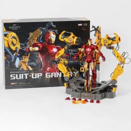 ZD MK6 MK4 Toy Iron Man WITH SUIT-UP GANTRY LED Circular Armor Dismantling Platform  Anime Tony Stark Model Action Figure Gifts