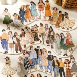 100pcs people like clouds series character theme large portion hard card stickers DIY handbook diary notebook tablet phone case