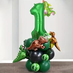 25Pcs 32 Inch Green Number Mini Dinosaur Foil Balloons for Birthday Anniversary Festival Halloween Christmas Party Decorations
