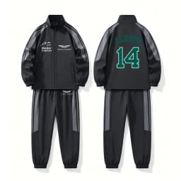 Aston Martin fan printed jacket set, windproof sports set, suitable for outdoor sports such as hiking, camping, fishing, etc