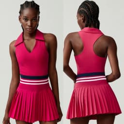 Women Two Pieces Yoga Set Solid Color Gym Top Tennis Skirt Sports Suit Breathable Quick Dry Short Sportswear Workout Clothes