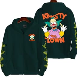 The Simpsons Krusty the Clown Men's Anime Zipper Hoodie Outdoor New Women's Sportswear Autumn/Winter Fashion Couple Cartoon Top