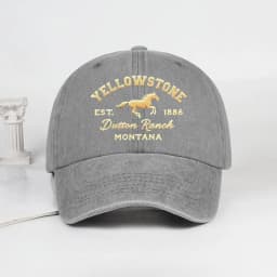 Yellowstone Horse Print Washed Baseball Cap Lightweight, Breathable, Adjustable Unisex Casual Wear & Camping Yellowstone Fan Gif