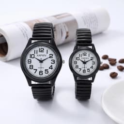Simple Business Casual Couple's Watch with Elastic Strap and Arabic Numeral Dial, Quartz Watch for Men and Women