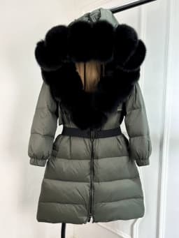 Janveny New Natural Thick Warm 90% White Duck Down Coat Long Winter Jacket Women Real Big Fox Fur Collar Belt Loose Puffer Parka