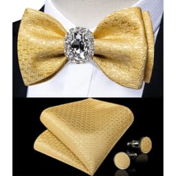 Classic White Selr-tie Bowtie with Ring Pocket Square Cufflinks Set Fashion Solid Men's Bow Tie for Wedding Groom Business Knots