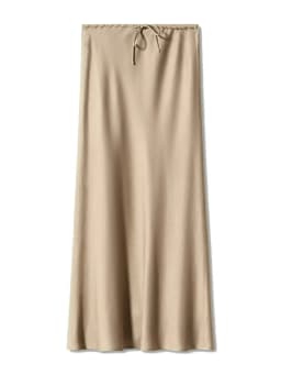 2026 Spring Summer Solid Color Satin Long Skirt For Women High Waist Lace-Up Fashion Elegant Faldas Light Luxury Women's Skirt