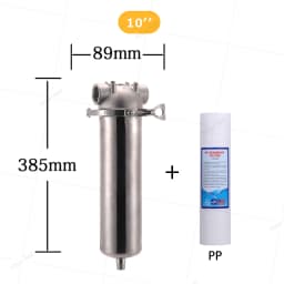 10*2.5 Inches 304 Stainless Steel Hot Water Filter Housing 1/2" 3/4" 1' For High Temperature High Flow
