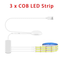 6/5/4/3/2/1 Pcs 5V COB LED Strip Light With USB Penetrating Wood Touch Dimmer Switch For Acoustic Panel Cabinet Shelf Lighting