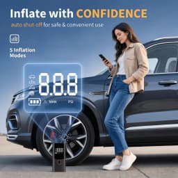 Portable Air Compressor Car Tire Inflator, Electric Tire Pump with LED Light, Digital Pressure Display, Auto Shut Off, Suitable for Car, Motorcycle, Bike, Ball, Emergency Tire Inflation