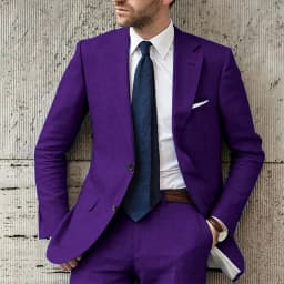 Blue Men Suits Elegant Full Set Notch Lapel Single Breasted Luxury 2 Piece Jacket Pants Slim Fit Wedding Costume for Groom 2024