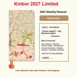 Kinbor Original Undated Weekly Planner, Illustrated Hardcover Journal with Two Pages Per Week, Portable To-Do List Notebook Slim