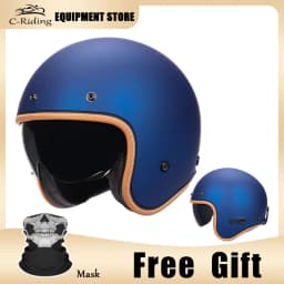 Jet Helmet DOT Open Face Helmet for Men Women Retro 3/4 Motorcycle Helmets Vintage Cafe Racer Half Face Helmet Capacete De Moto