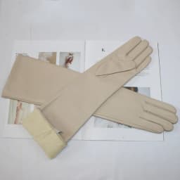 New women's long sheepskin gloves Classic solid color at elbow Versatile windproof warm fleece driving leather gloves