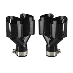 Car Carbon Fiber Glossy Muffler Tip Y Shape Double Exit Exhaust Pipe Mufflers Nozzle Decoration Universal Stainless Black