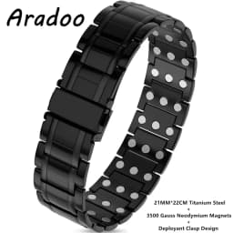 ARADOO Premium Titanium Steel Bracelets for Men with 3X Ultra Strenth Magnetic Wristband Jewelry Gifts