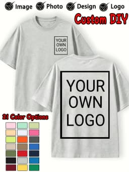 Double Sided Custom Logo T-Shirt Summer Y2K Loose Cotton Short Sleeves Crewneck Casual T Shirts Team Company Women's Tops