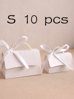 10-Pack of Stylish Embossed Gift Boxes, Available in Various Colors, with Satin Ribbon and Faux Pearl Handles, Embossed Floral Candy Boxes, Suitable for Various Occasions Mother's Day, Father's Day, Graduation Season, Wedding, Halloween, Christmas, Birthday Mini Packaging Bags