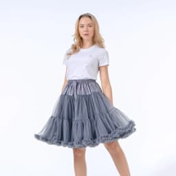 Skirt Length 55cm Women Tutu Skirt Solid Fluffy Tulle Princess Ball Gown Pettiskirt Ladys Ballet Party Performance Dress PP008